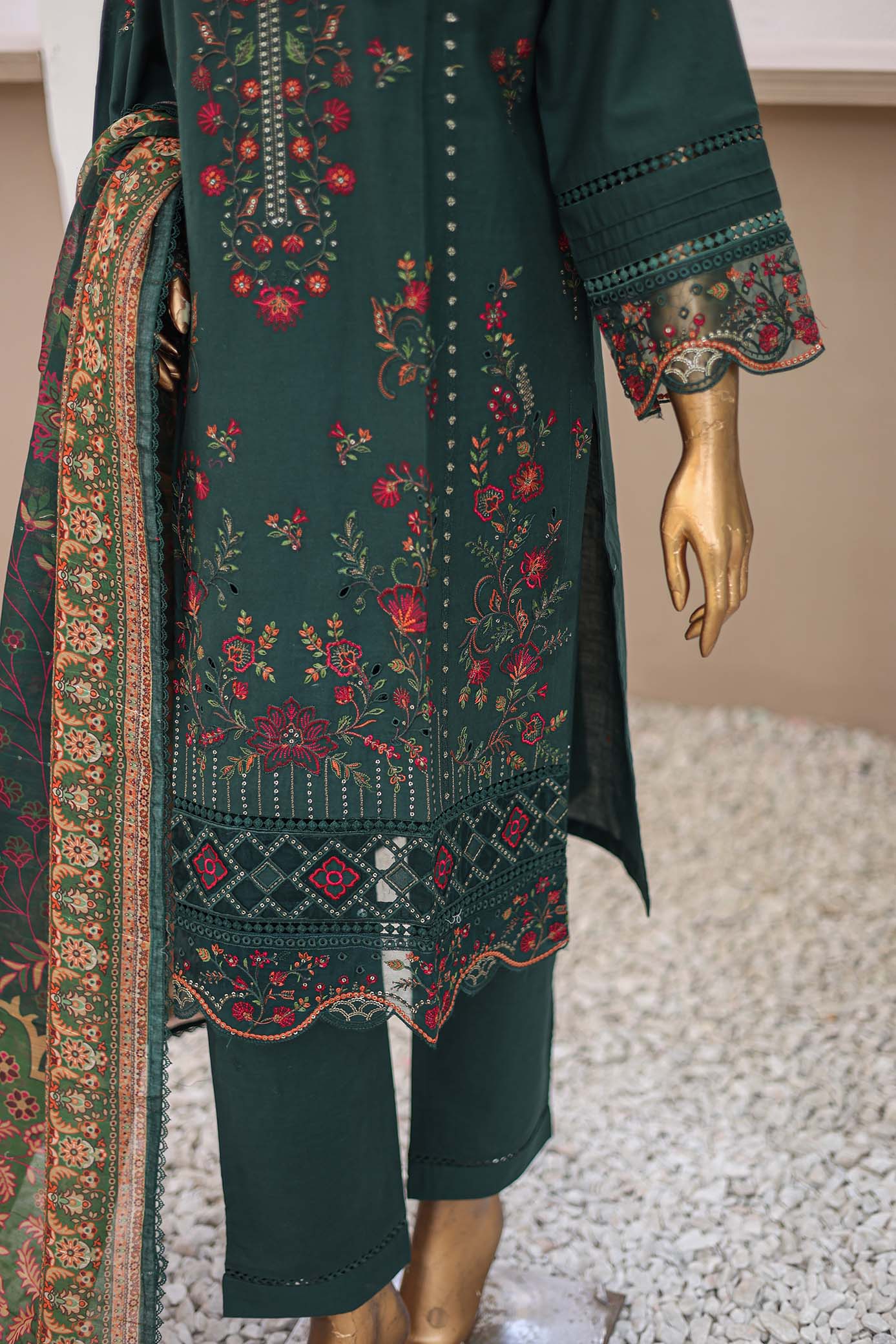 3 PC – Teal - Festive Embroidered