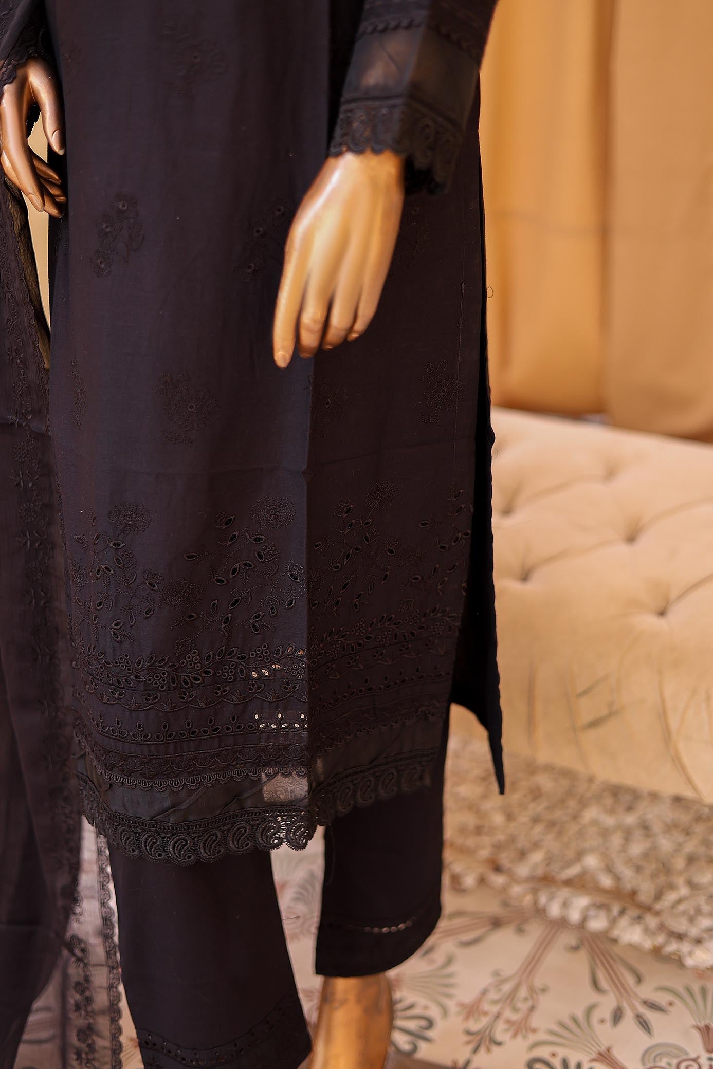 Woman Dyed Chikankari embroidered stitched suit kurta sets