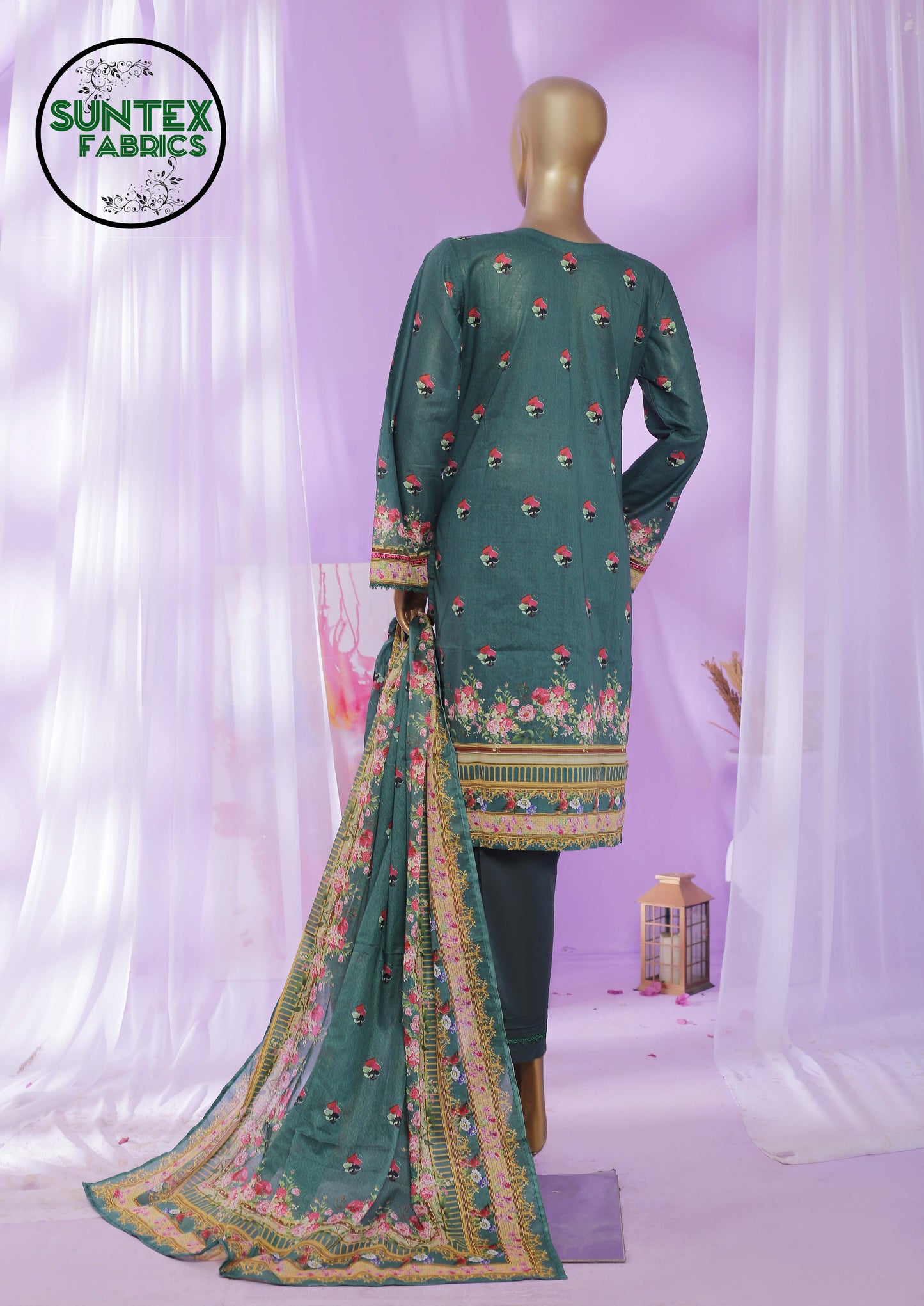 Woman Printed Embroidered Lawn Stitch Shirt (Kurti) with Dupatta & Trouser