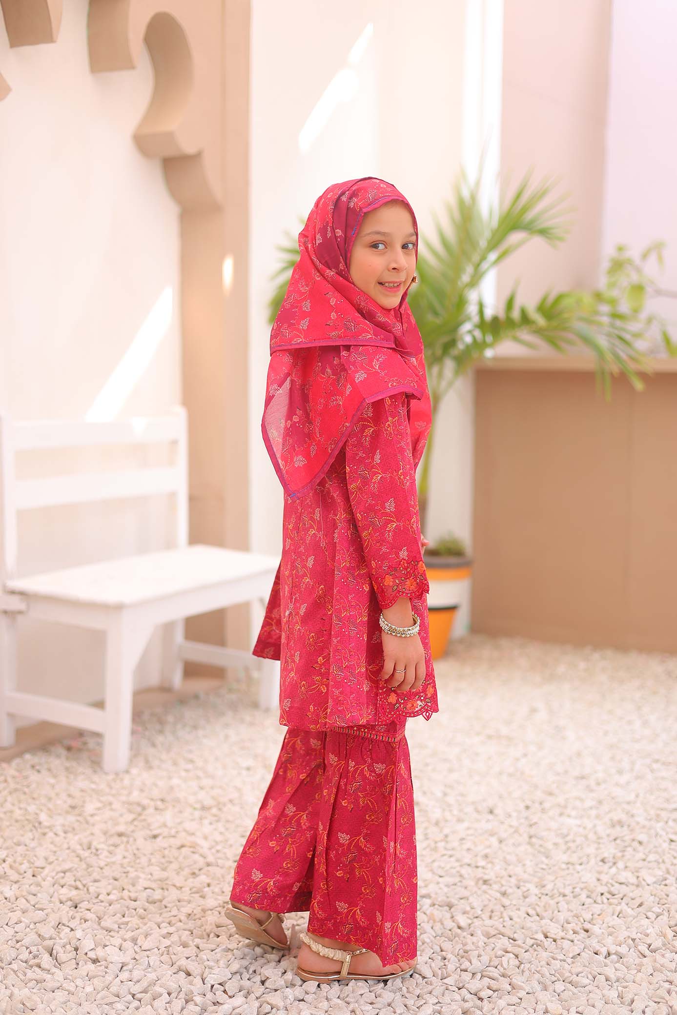 Girl embroidered stitched Kurta suits