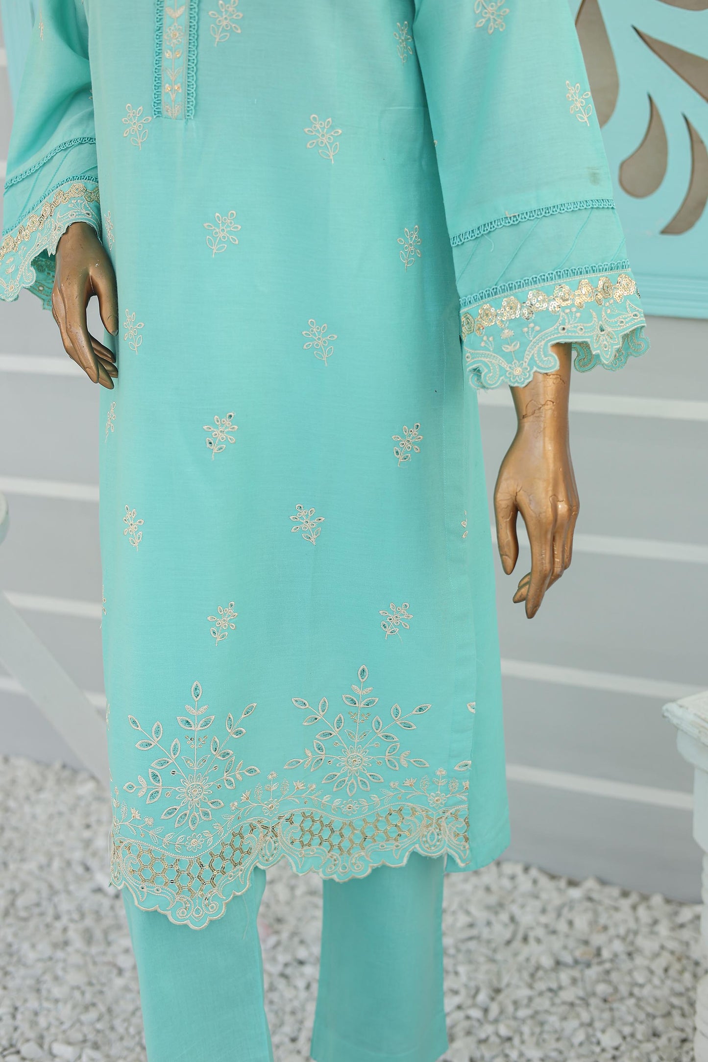 CO-ORDS - Chikan Kaari - TURQUISE