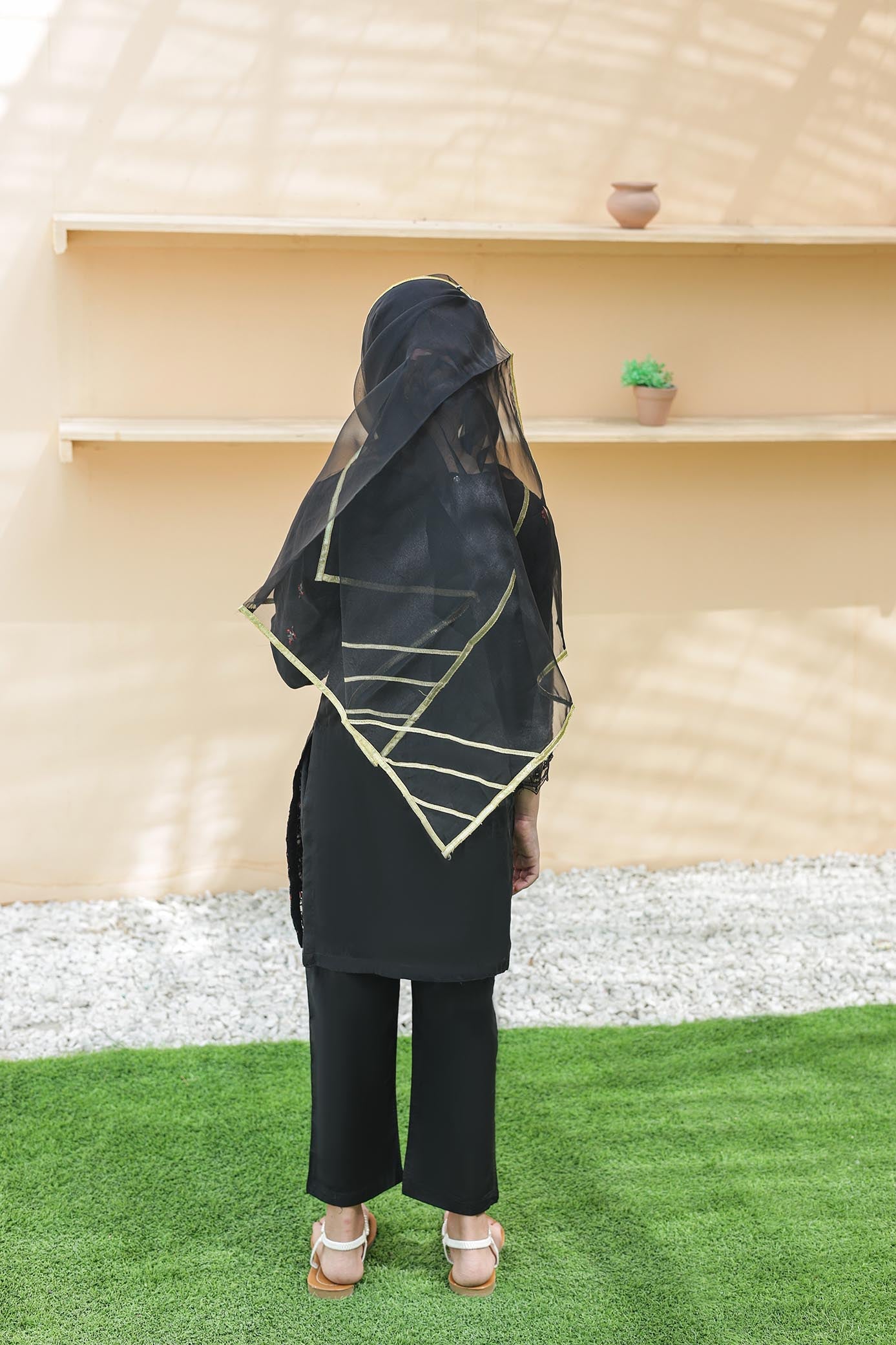 LUXE سہیلی – Girls 3-Pc Embroidered Organza Dress with Handwork | SUNtex Fabrics