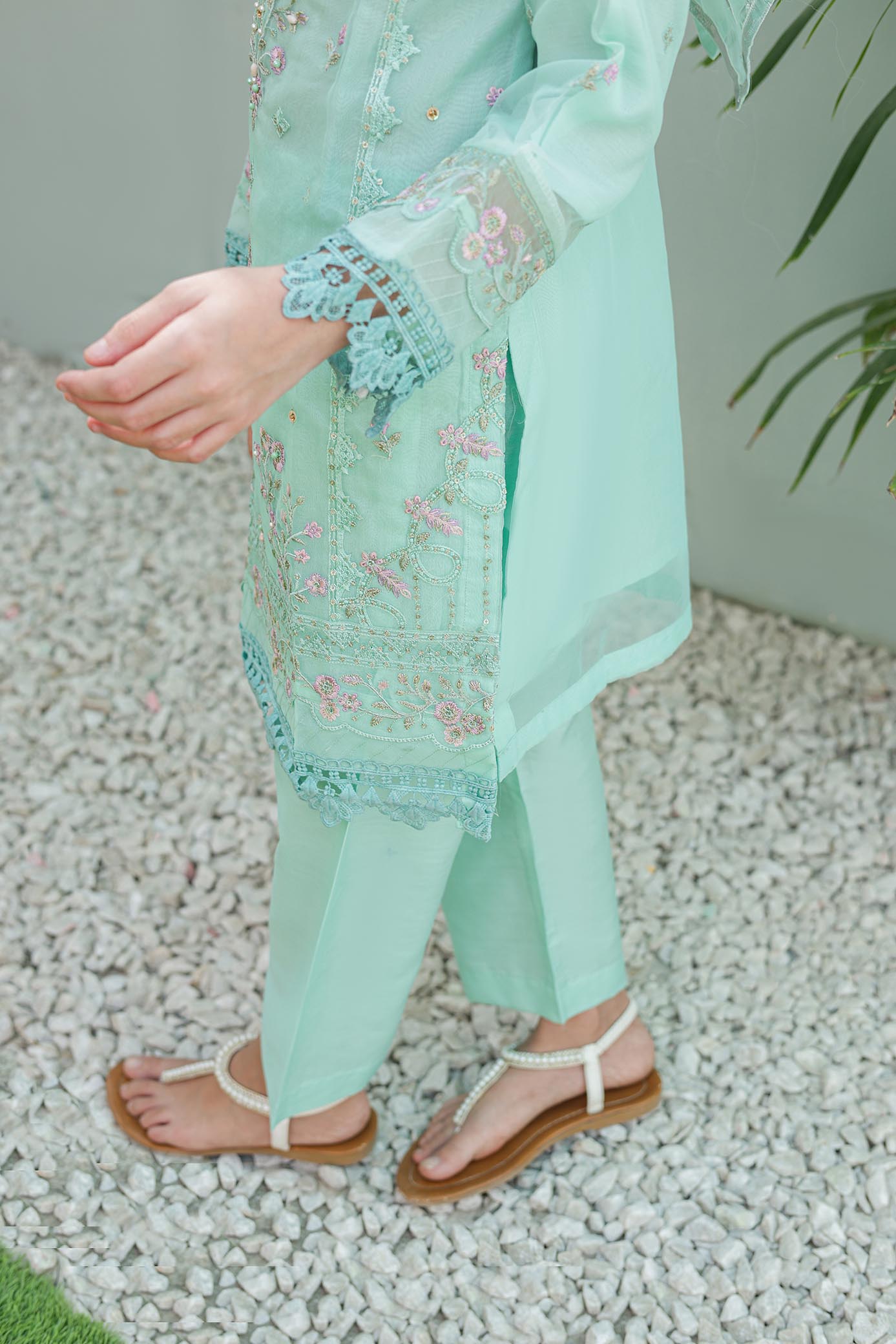 LUXE سہیلی – Girls 3-Pc Embroidered Organza Dress with Handwork | SUNtex Fabrics