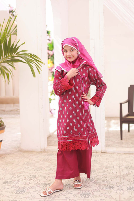 CHERRY - ANGRAKHA - EMBROIDERED FROCK