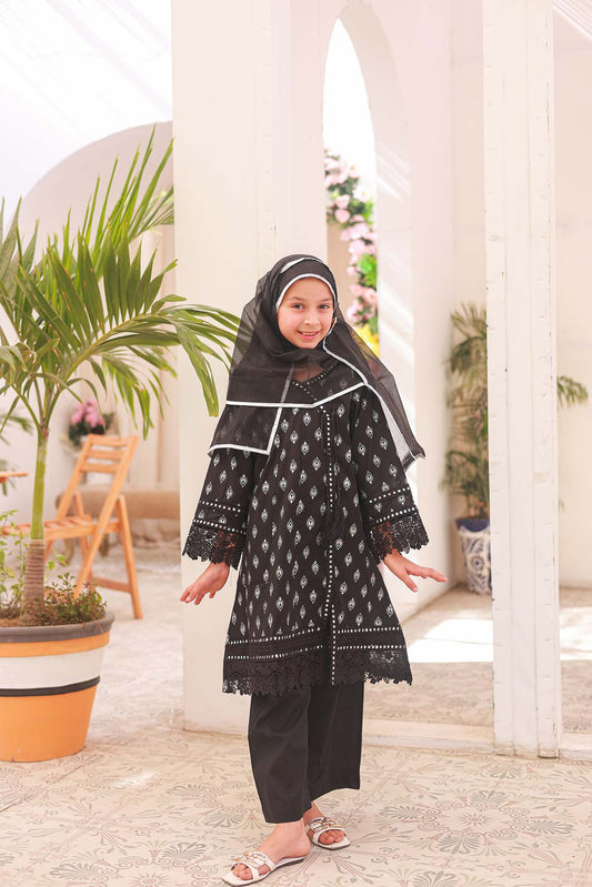 03 PC - BLACK - ANGRAKHA - EMBROIDERED FROCK