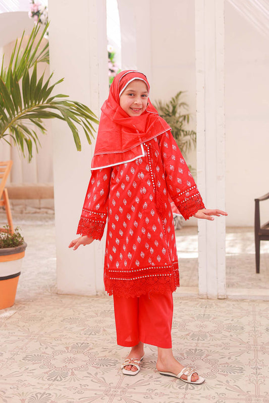 ORANGE - ANGRAKHA - EMBROIDERED FROCK