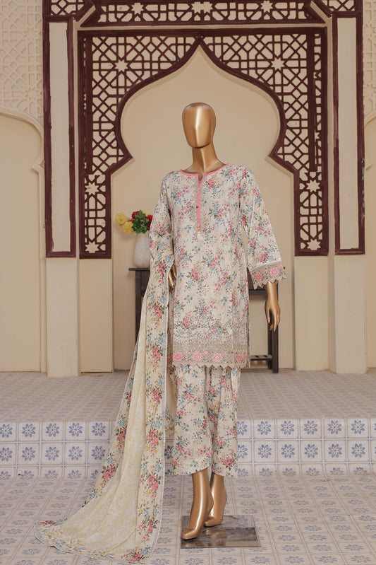Floral dress set on a mannequin against an ornate wall.