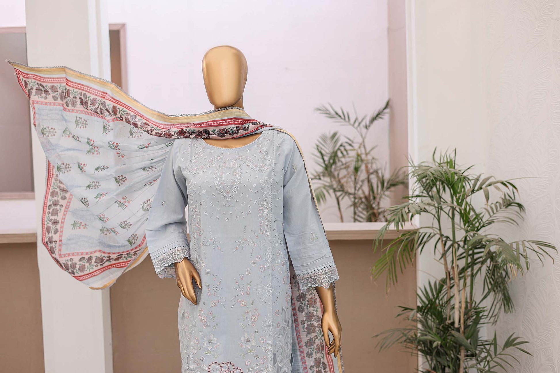 3 PC – Sky - Festive Embroidered