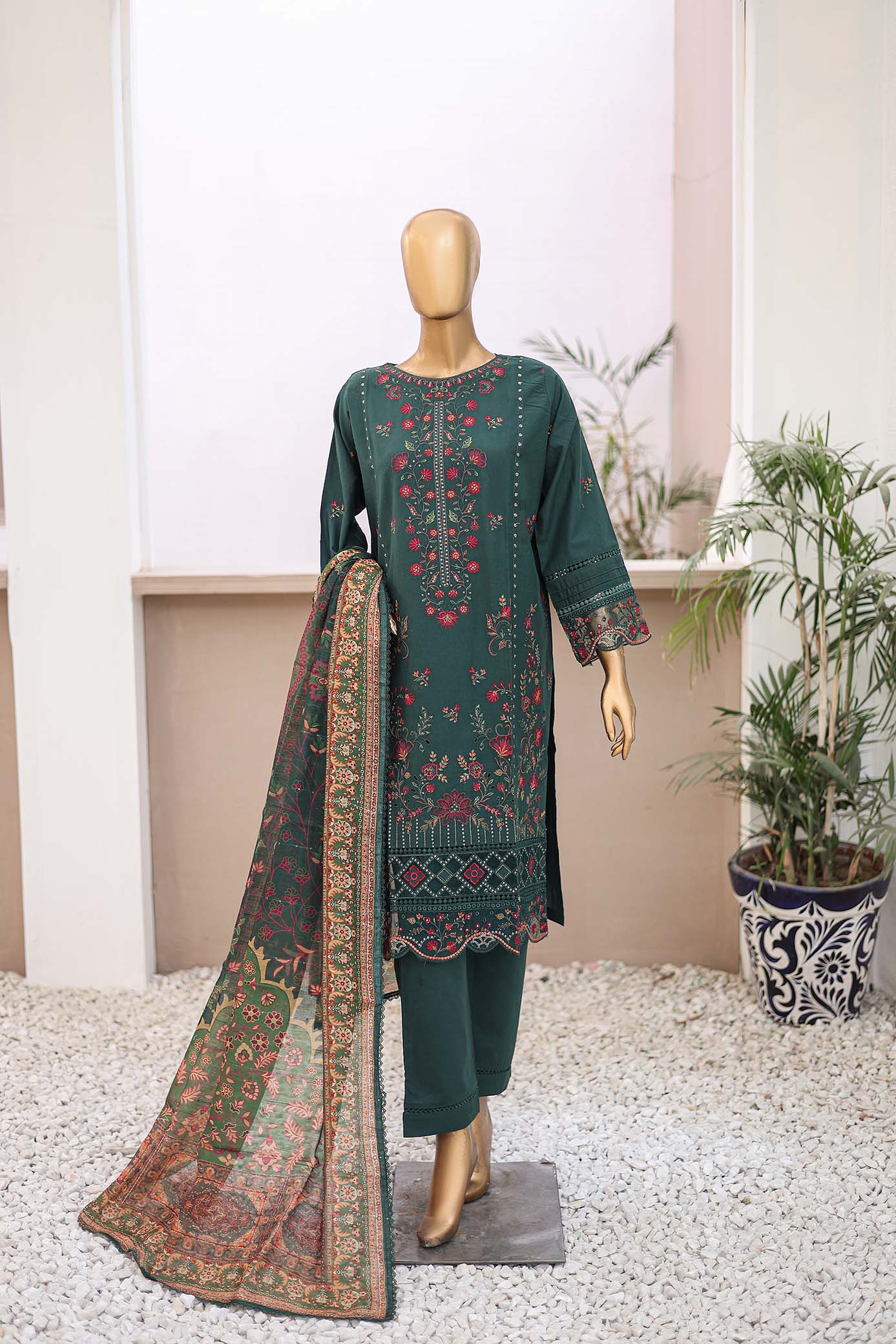 3 PC – Teal - Festive Embroidered