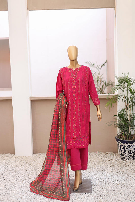 3 PC – Burgundy- Festive Embroidered