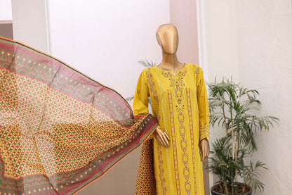 3 PC – Yellow - Festive Embroidered