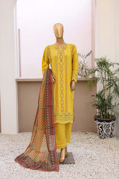 3 PC – Yellow - Festive Embroidered