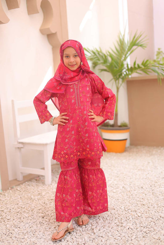 Girl embroidered stitched Kurta suits