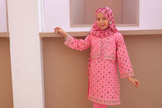 Girl embroidered stitched Kurta suits