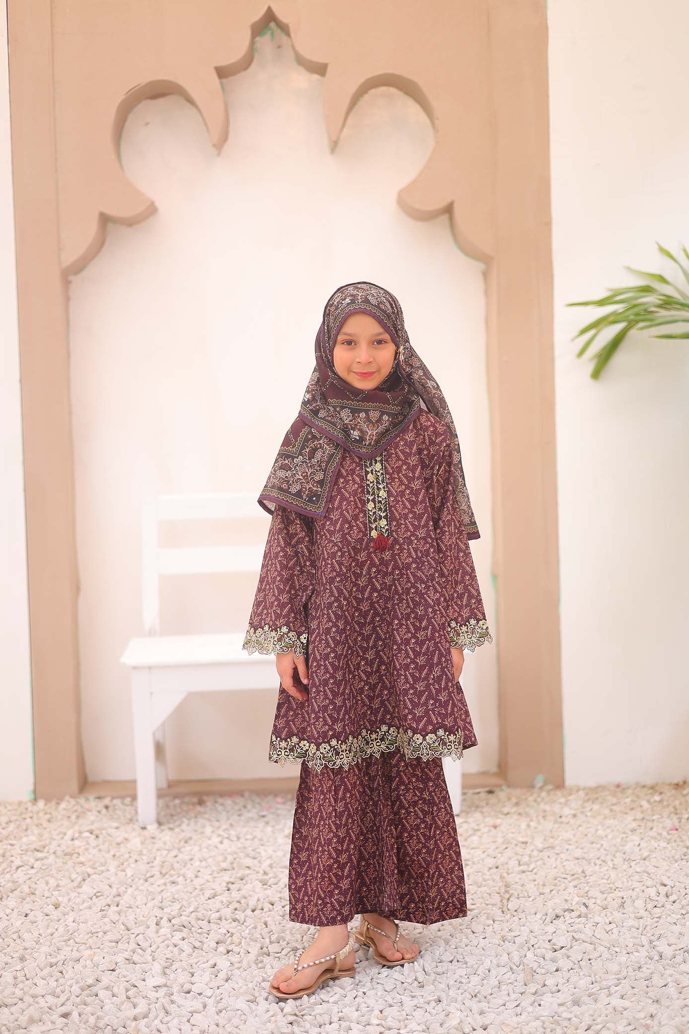 Girl embroidered stitched Kurta suits
