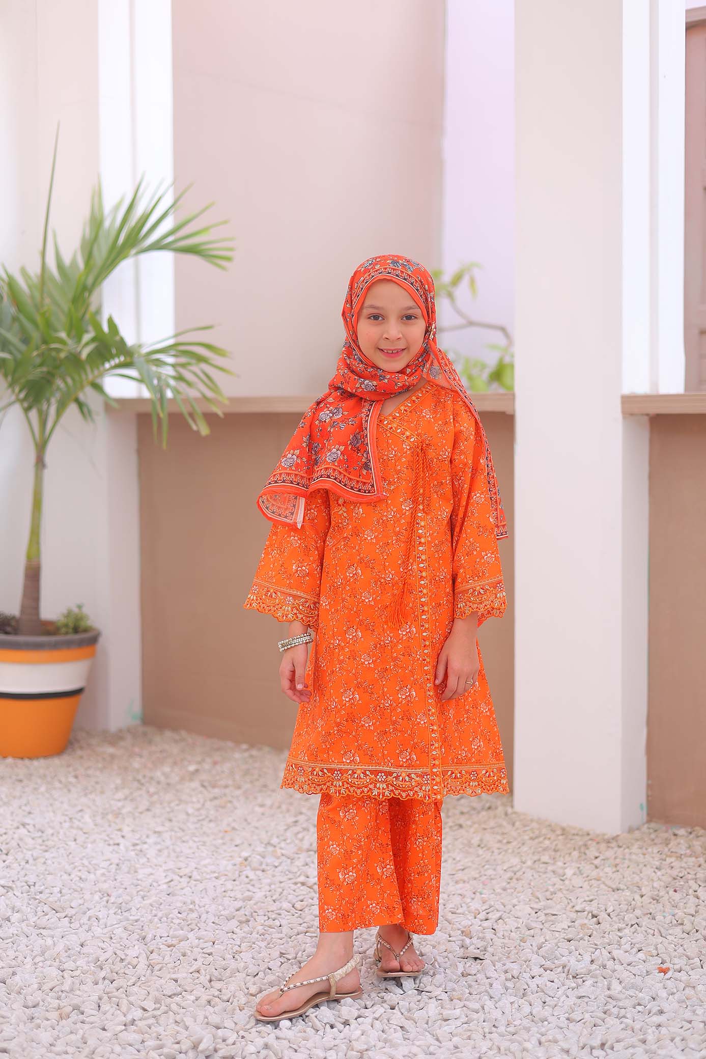 Girl embroidered stitched Kurta suits