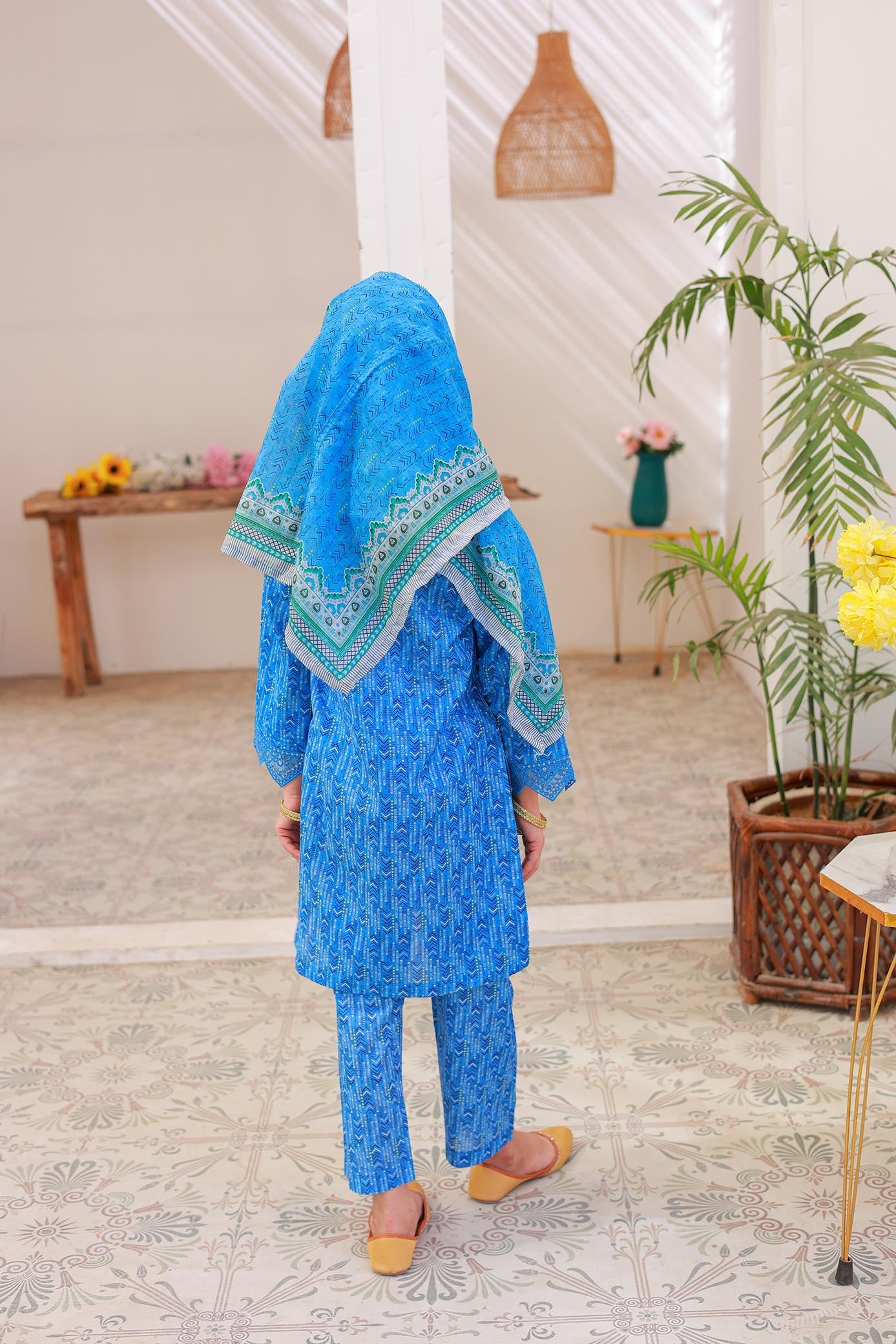 3 PC – CAPRI BLUE - Festive Embroidered