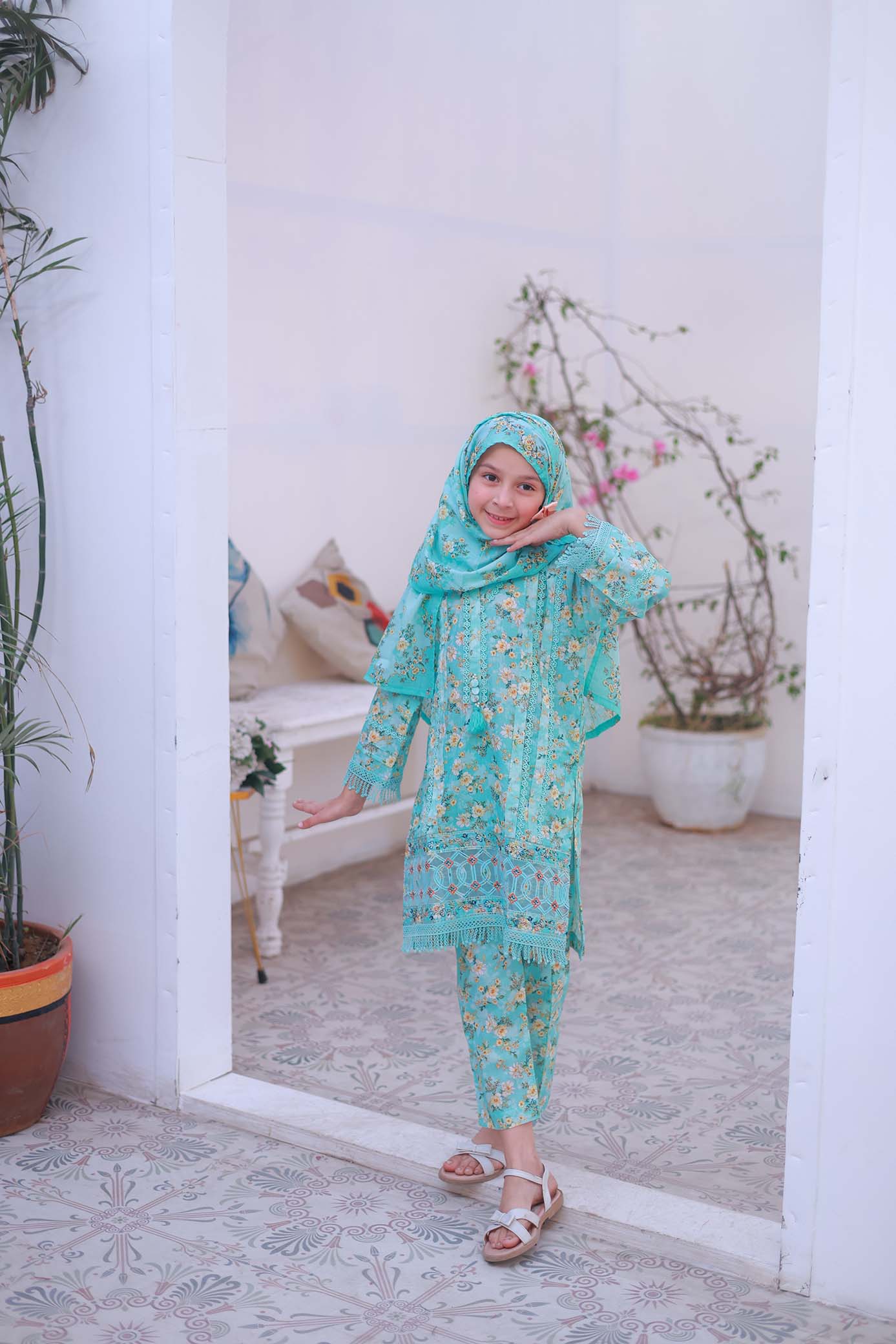 03 PC - TURQUISE - SHIRT - EMBROIDERED