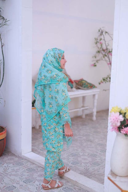 03 PC - TURQUISE - SHIRT - EMBROIDERED