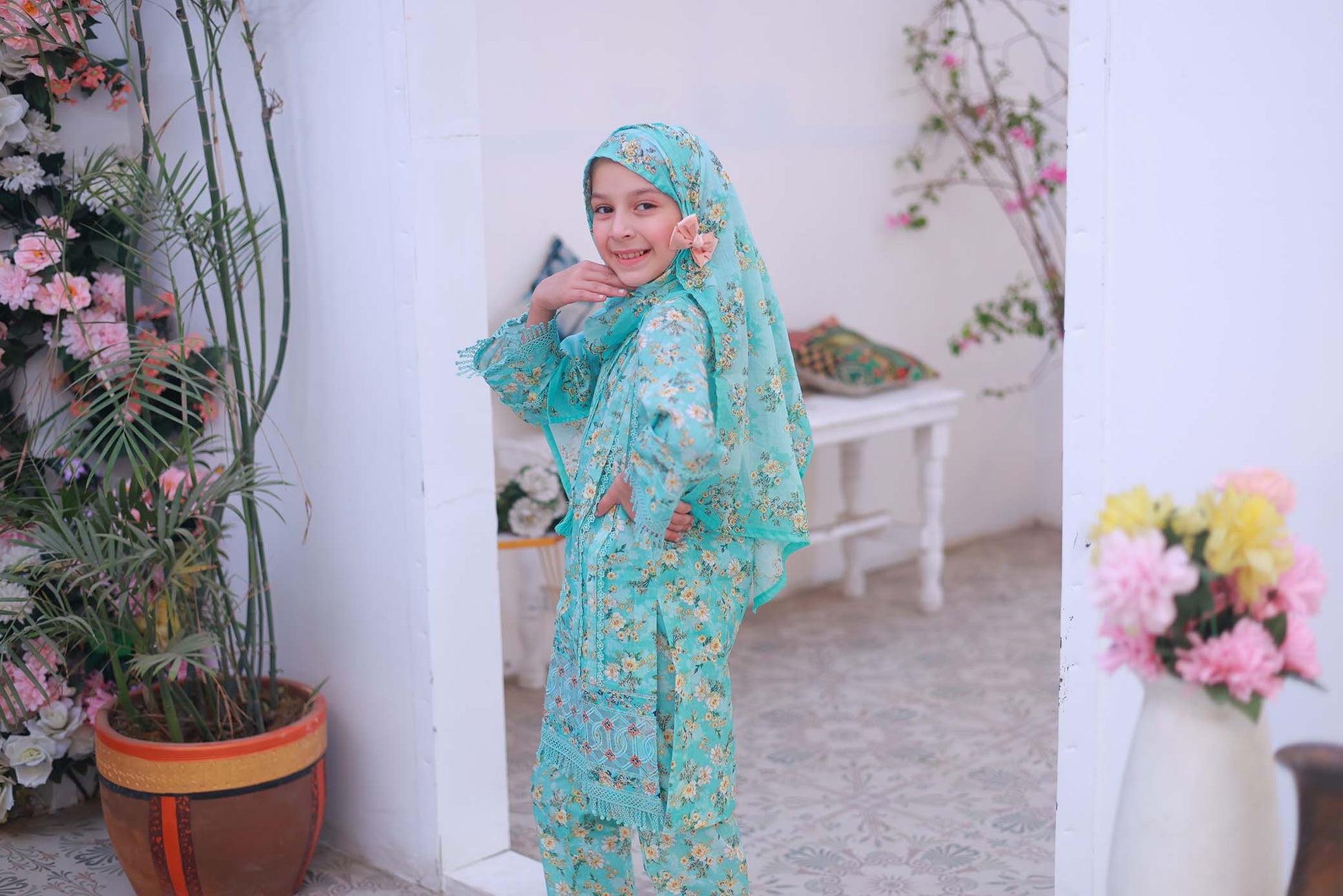 03 PC - TURQUISE - SHIRT - EMBROIDERED