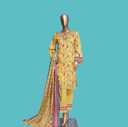 Woman Printed Cambric Stitch Shirt (kurti) with Dupatta & Printed Trouser